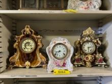 464 (3) Porcelain Clocks - Gilbert/Ansonia