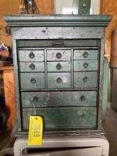 589 Vintage Green Cabinet w/ Rolltop