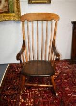 Antique Early American Handmade Hardwood Windsor Rocking Chair
