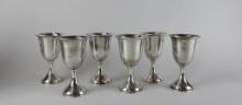 Set of Six Sterling Silver Goblets