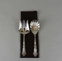 Reed & Barton “French Renaissance” Sterling Silver Salad Serving Set with Silver Cloth
