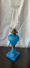 Turquoise Oil Lamp with Globe