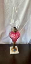 Cranberry Glass Oil Lamp