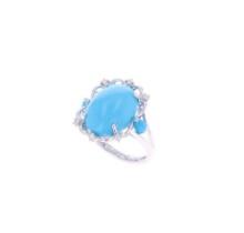 7.40ct Turquoise Diamond & 14k White Gold Ring