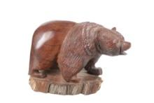 Carved Black Forest Ironwood Bear Sculpture c1960s