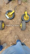 AXLE WITH WHEELS AND TIRES AND FRONT LAWN MOWER DECK WHEEL SET