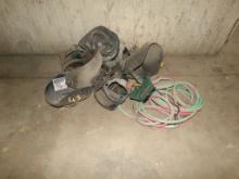 LOT WITH WELDING HOODS, TORCH GOGGLES AND TORCH HOSE
