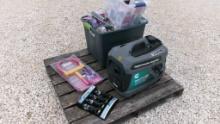LOT OF ASSORTED TOYS & STRAPS & ONAN GENERATOR,  UNKNOWN RUNNING CONDITION,