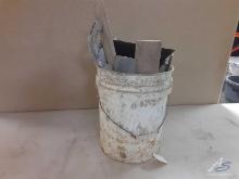 Lot of concrete hand tools in 5 gallon bucket