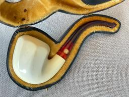 Vintage SMS Hand Carved Block Meerschaum Pipe with Case