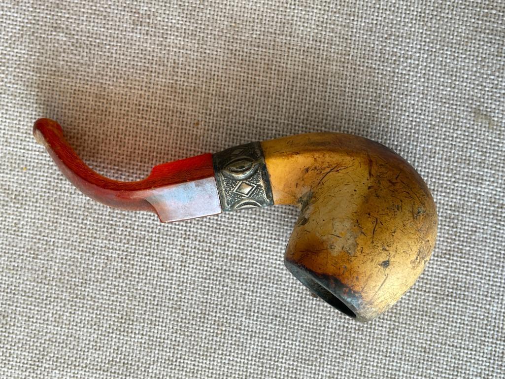 Short Vintage Smoking Pipe with Case