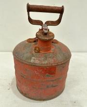 Vintage, 2 Gallon Metal Gas Can, Some Rust or Other Item at Bottom