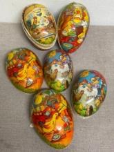 6 Vintage East German Nesting Paper Mache Easter Eggs