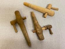 Group of 3 Vintage Wooden Barrel Spigots