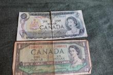 1954 AND 1973 $1 BILL CANADIAN