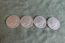 4 EISENHOWER SILVER DOLLARS 1972 3 1974