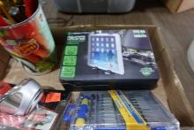 BOX LOT TOOLS DRIVER SET TABLET HOLDER AND MORE