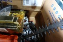 BOX LOT POWER TOOLS DRILLS BRAD NAILS HEAT MAGNET ETC