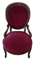 Victorian Style Parlor Chair with Carved Hardwood