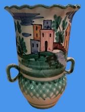 Handpainted Italian Handled Vase
