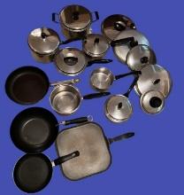 Assorted Pots, Pans, and Pot Lids