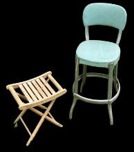 Vintage Cusco Kitchen Chair and Wooden Stool