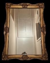 Ornate Wooden Gold Painted Mirror—30” x 42.5”
