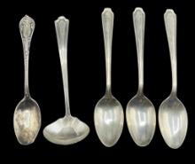 (5) Sterling Spoons, (3) Engraved “B”, (1)