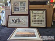 (4) Duck Art includes First Of State Stamp Duck Collection