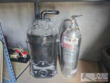 Vintage Oakland Foundry Co Warm Air Furnace and Fyr-Fyter Fire Extinguisher