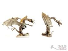 (2) Rawcliffe Pewter Dragon Figurines