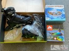 Rollerblades, River Tube & Inflatable Cooler Boat