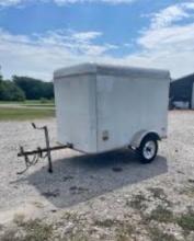 White single axle enclosed trailer