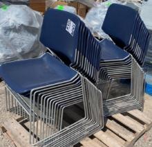 Group of Blue Stackable Office Sled Chairs on 1 Pallet