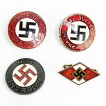 WWII German Nazi Party HJ Badge Lot (4) Erwache
