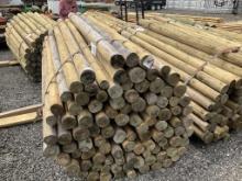 (818)BUNDLE OF 100 - 3" X 7' WOOD POST