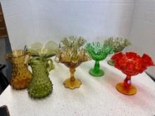 Colorful Fenton ruffled vases