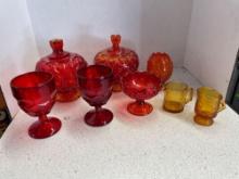 Red Amber and Amberina glassware Viking, LE Smith and Fenton