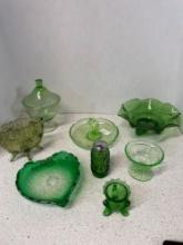 Green glassware, including depression glass, and colonial green