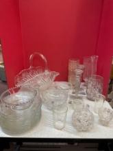 Lovely crystal basket, clear glass items