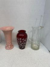 Two vases and a Martini pitcher