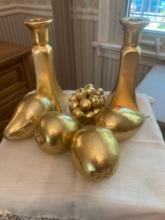 Gold fruit and candleholders