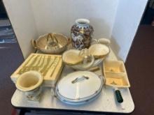 large porcelain ceramic items, tray, pit bowl, and more and congress collectible plates