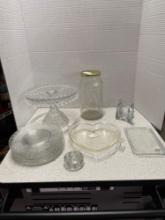 Clear glass lot, cake plate needs repaired is in two pieces