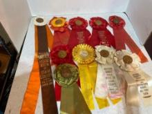 10 horse show ribbons. 1954, 1955, 1956