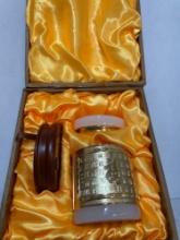 Chinese Tea Caddy. glass and metal in box