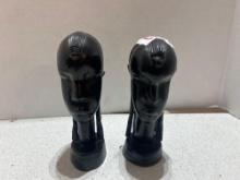 two wooden carved tribal African bust and standing man