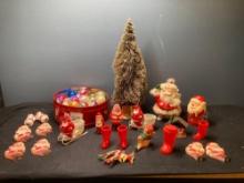 Vintage Christmas ornaments, rubber Santa ornaments made in Hong Kong, other Santa decor