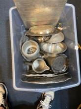 metal serving trays, pitchers, dishes etc