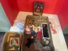 vintage display boxes and figurines